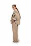 Viscose Linen Blended Straight Wide Leg Fabric Trousers with Pockets - 2
