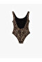 Matte Fabric Thick Strap Leopard Patterned Swimsuit - 5