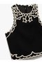 Viscose Fabric Embroidery Detailed Crew Neck Sleeveless Crop Blouse - 5
