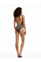 Matte Fabric Thick Strap Leopard Patterned Swimsuit - 3