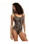 Matte Fabric Thick Strap Leopard Patterned Swimsuit - 2