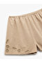 Cotton High Waist Scalloped Embroidered Mini Shorts - 5