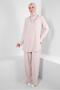 Chain Detailed Elastic Waist Pants Suit 43742