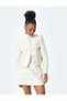 Buttoned Long Sleeve Round Neck Tweed Jacket - 3