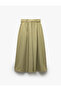 Loose Fit Parachute Fabric Belted Pocket Long Flared Skirt - 4