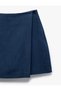 Linen Blended Double Breasted Mini Shorts Skirt - 5