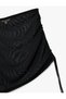 Transparent Asymmetrical Cut Gather Detailed Mini Tulle Pareo Skirt - 5