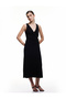 Sleeveless V Neck Long Double Breasted Dress with Metal Accessories Detail - 2