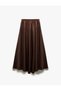 Flared Pleated Satin Bell Skirt with Elastic Waist Detail - 4