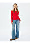 Madonna Collar Off-The-Shoulder Long Sleeve Slit Detail T-Shirt