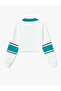 Raster Color-Blocking V-Neck Long Sleeve Crop Sweatshirt - 4