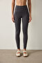 Anthracite Cotton Modal Blend High Waist Leggings - 2