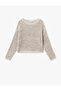Crew Neck Openwork Long Sleeve Knitwear Sweater - 3