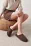 Women's Genuine Leather Closed-Front Sabo Casual Shoes Slipper Luges Brown Suede - 6