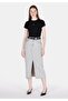 Slim Fit Straight Zippered Women's Gray Skirt - 3