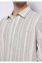 Regular Fit Shirt Neck Striped Men's Green Long Sleeve Shirt - 4