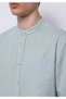 Regular Fit Judge Collar Plain Men's Linen Blend Green Long Sleeve Shirt - 4