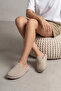 Women's Genuine Leather Studded Troc Sabo Casual Slipper Sufite Beige Suede - 6