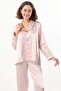 Women's Satin Pajama Set with Piping - 3