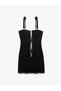 Contrast Lace-Up Sweetheart Neck Back Detail Tight Fit Bodycon Strap Mini Dress - 3