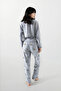 Women's Gray Melange Panda Pattern Waffle 3-Piece Pajama Set - 4