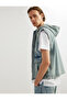 Oversize Cotton Sleeveless Denim Vest with Hooded Zippered Flap Pockets