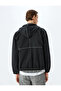 Cotton Pocketed Sewing Detailed Zippered Hooded Denim Jacket - 4