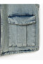 Oversize Cotton Sleeveless Denim Vest with Hooded Zippered Flap Pockets - 6