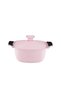 20 cm Granite Cornered Deep Pot with Aluminum Lid - Pink - 3