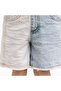 Girl's Denim Shorts Double Color Ice Blue - Blue - 4