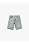 Denim Shorts with Tie Waist, Buttons and Pockets, Cotton