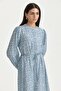 Button-Front Minik Floral Print Lyocell Dress Indigo - 2
