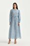 Button-Front Minik Floral Print Lyocell Dress Indigo