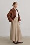 Pieced Modal Basic Flared Skirt Beige - 4