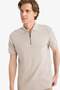 100% Cotton Regular Fit Zipper Collar Polo T-Shirt F9870Ax26Sp - 3