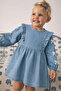 Girls' 1-4 Years Old Embroidered Buckle Denim Dress - 2