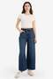 100% Cotton Culotte High Waist Jean Snow Washed Trousers G4935Ax26Sm