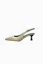 Khaki Green Leather Stiletto - 4