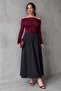 Black Elastic Waist Midi Length Women's Skirt Mg2616