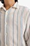 100% Cotton Oversize Wide Fit Polo Collar Striped Long Sleeve Shirt for Boys G6985A826Sp - 4