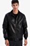 Slim Fit High Collar Lined Zippered Faux Leather Coat F7743Ax26Sp