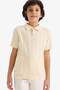 100% Cotton Polo Collar Textured Knitwear Sweater for Boys G0902A826Sp - 4