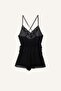 Regular Fit V Neck Chiffon Suspender Jumpsuit Nightdress G1542Ax25Wn - 6