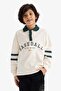 100% Cotton Oversize Wide Fit Polo Collar Printed Long Sleeve T-Shirt for Boys G6167A826Sp - 3