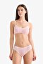 100% Cotton Lace Detailed Ribbed Brazilian Panties G6406Ax26Sp