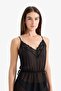 Regular Fit V Neck Chiffon Suspender Jumpsuit Nightdress G1542Ax25Wn - 3