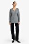Oversized V-Neck Knitwear Sweater G6653Ax25Wn - 2