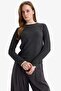 Regular Fit Crew Neck Long Sleeve T-Shirt Tunic G5061Ax25Wn - 3
