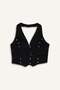 100% Cotton Halter Collar Eyelet Detailed Gabardine Vest G2453Ax25Au - 6