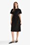 A-Line Round Neck Suede Short Sleeve Midi Dress G1130Ax25Wn - 2